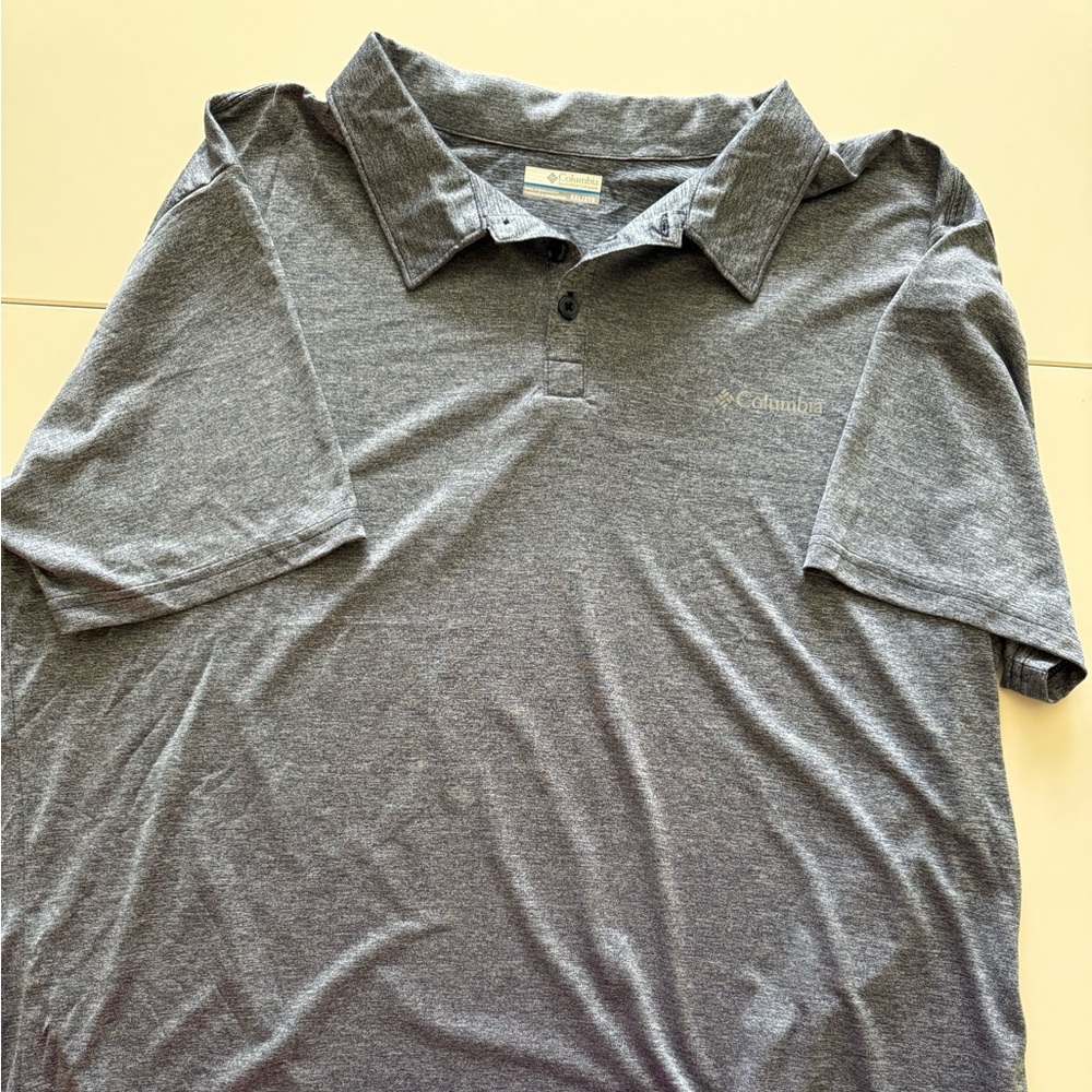Columbia Gray Polo Shirt Soft Cotton Casual
